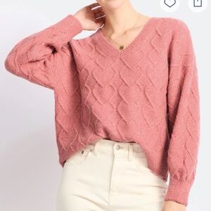 Market & Spruce V-Neck Pink Sweater